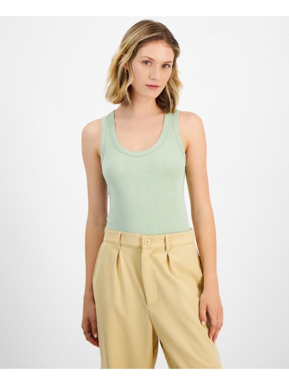 Ultra Flirt Womens Crew Neck Scoop-Neck Bodysuit Jumpsuit Green Size L NWT
